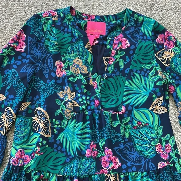 Lilly Pulitzer Gabriel 3/4 Sleeve Tunic Low Tide Navy Life Of The Party - Picture 3 of 8